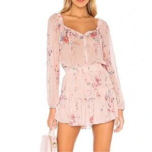 LoveShackFancy Silk Popover Mini Dress floral coquette girl, boho chic large